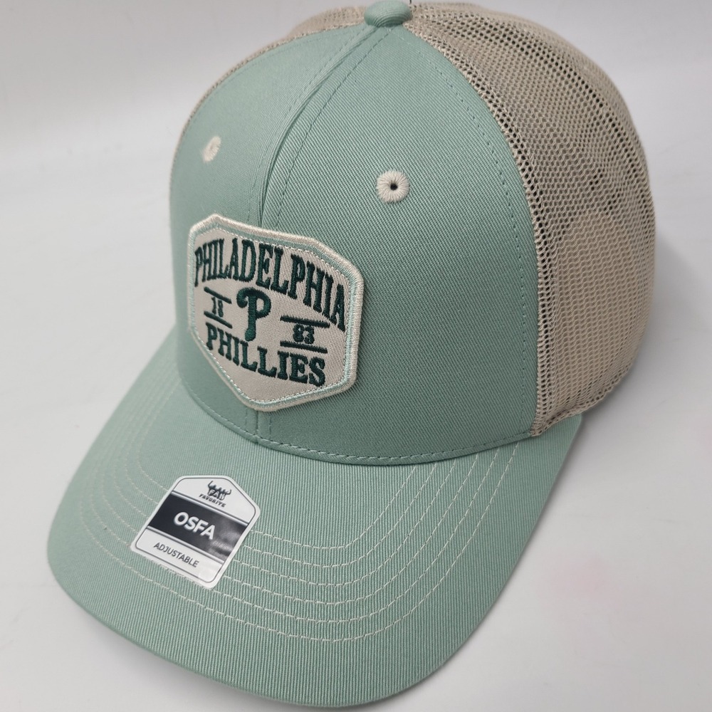 Philadelphia Phillies Hat Snapback Trucker Mesh Fan Favorite Mint Green Beige